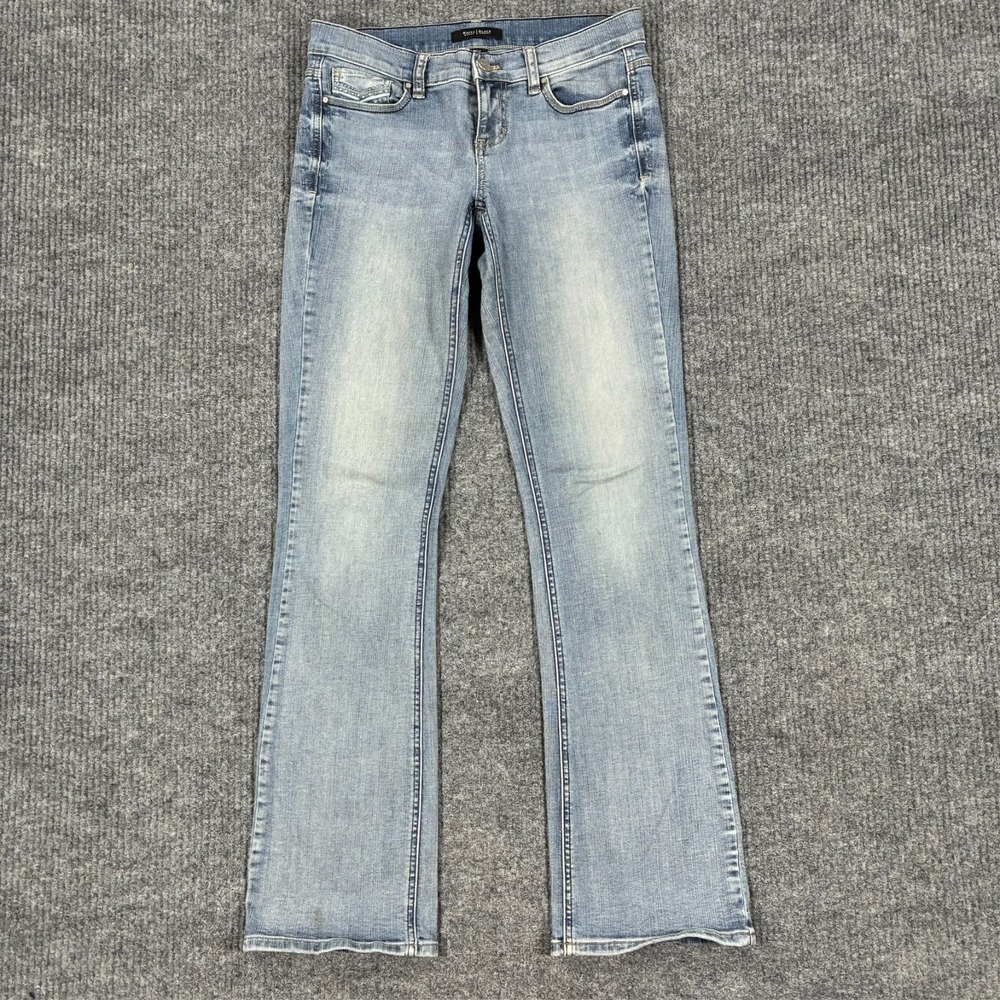 White House Black Market Noir Boot Leg Jeans Womens 2R Light Wash Denim Low Rise
